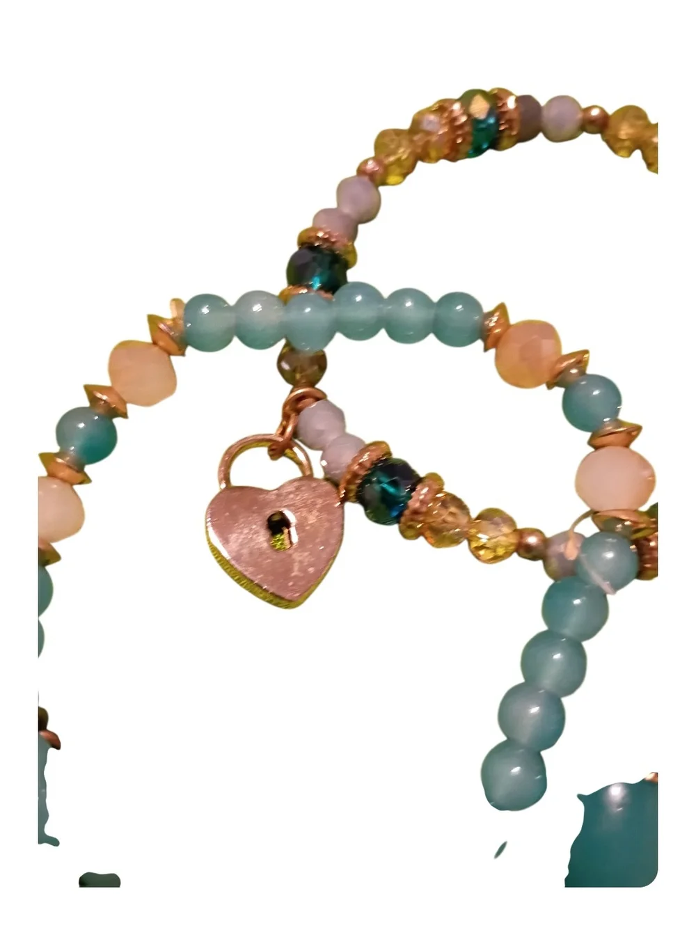 Gold Tone Stretch Bracelets with Aqua Beads – Set of 6 Bracelets. Nwot. OBO
